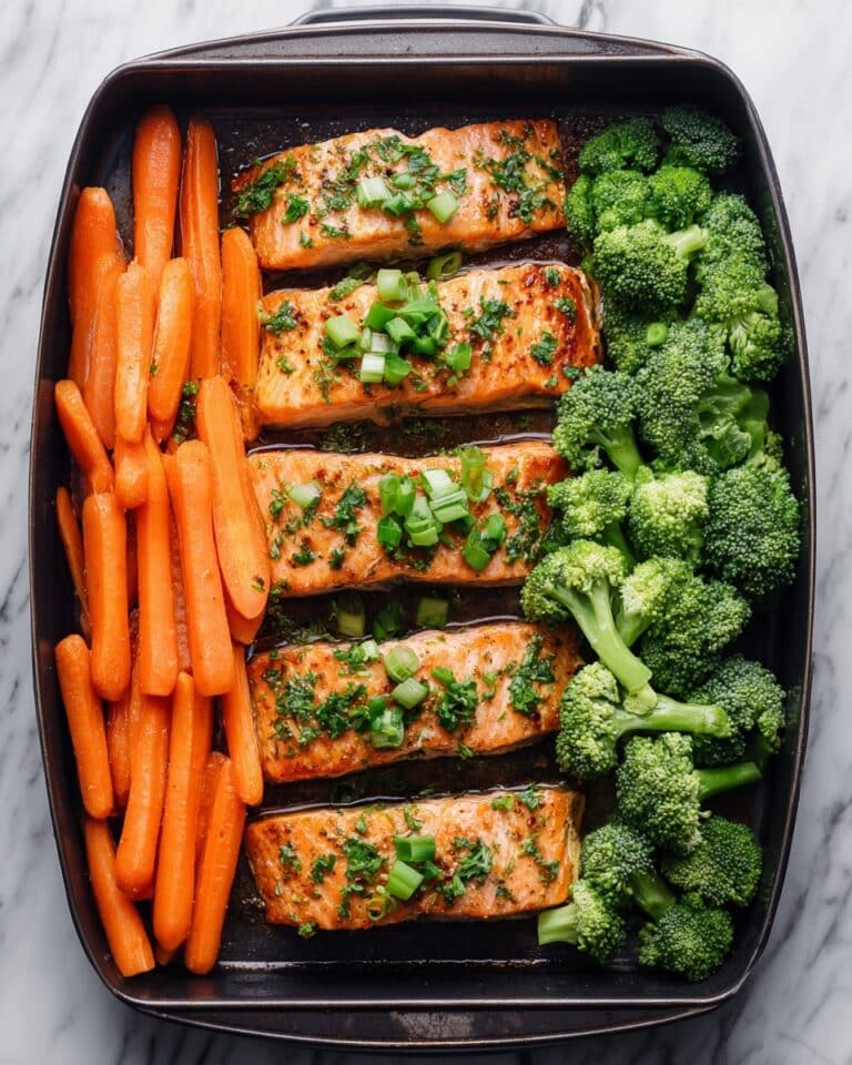 Sheet Pan Salmon Dinner with Broccoli and Carrots Recipe