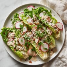 Little Gem Salad with Caesar Vinaigrette and Crispy Shallots Recipe
