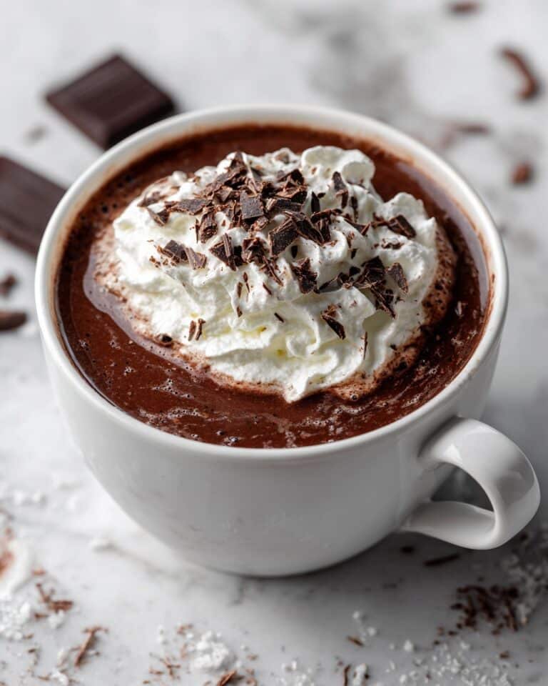 Creamy Hot Chocolate with Whipped Cream, Marshmallows, and Chocolate Shavings Recipe