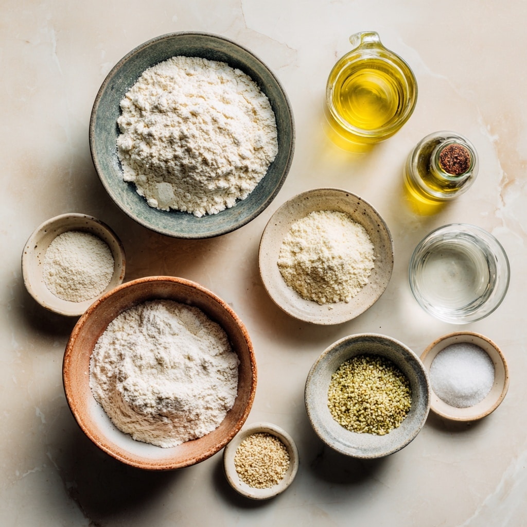 A large white bowl filled with crumbly, pale yellow dough with a rough, uneven texture. The dough pieces vary in size and shapes, looking soft and slightly dry. A metal spoon rests inside the bowl on the right side, partially submerged in the dough. In the top left corner of the image, a smaller white bowl holds small, light green seeds or grains. The background is a smooth white marble surface with subtle veins. photo taken with an iphone --ar 4:5 --v 7