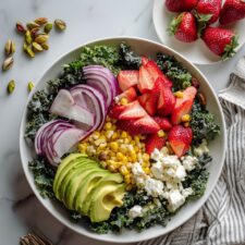 Strawberry Kale Salad with Cilantro Lime Dressing and Grilled Chicken Recipe