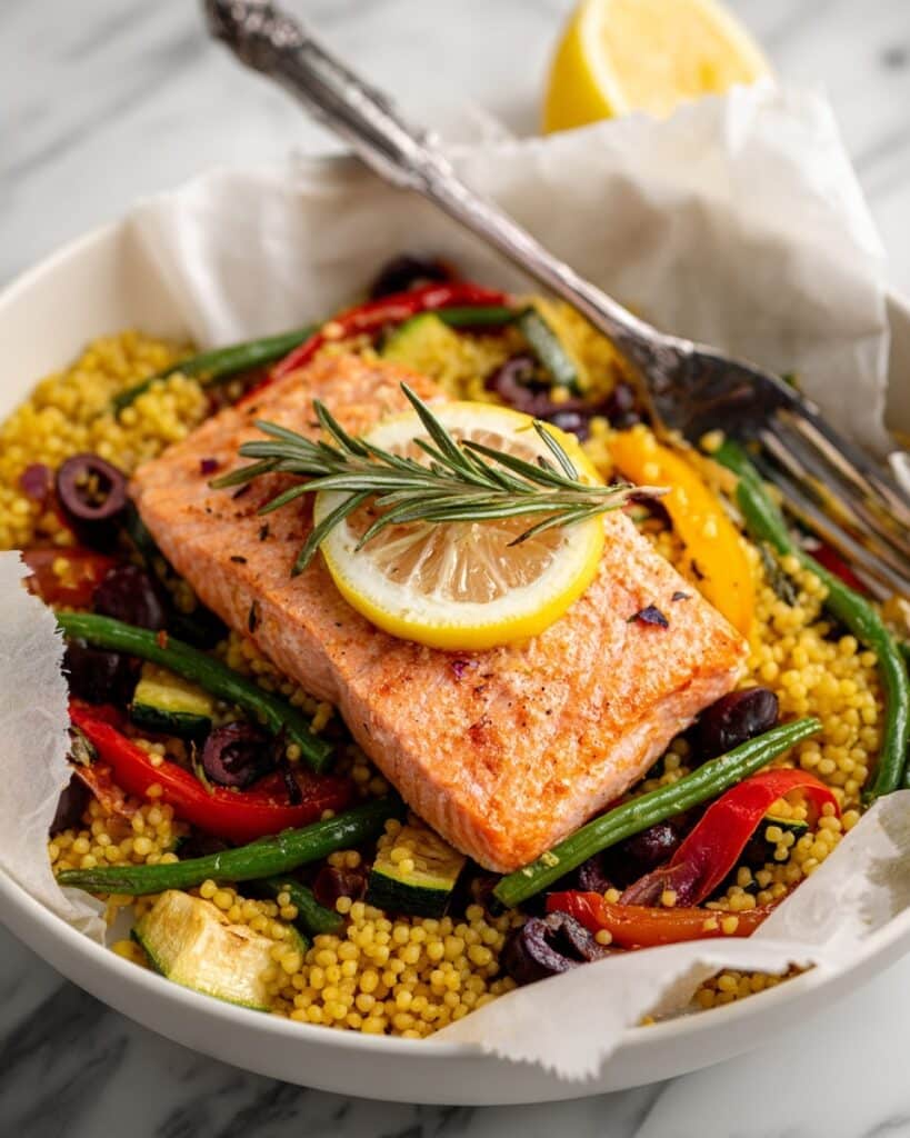 Salmon Packets with Couscous and Veggies Recipe
