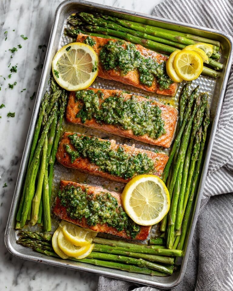 Baked Salmon and Asparagus with Herb Sauce Recipe