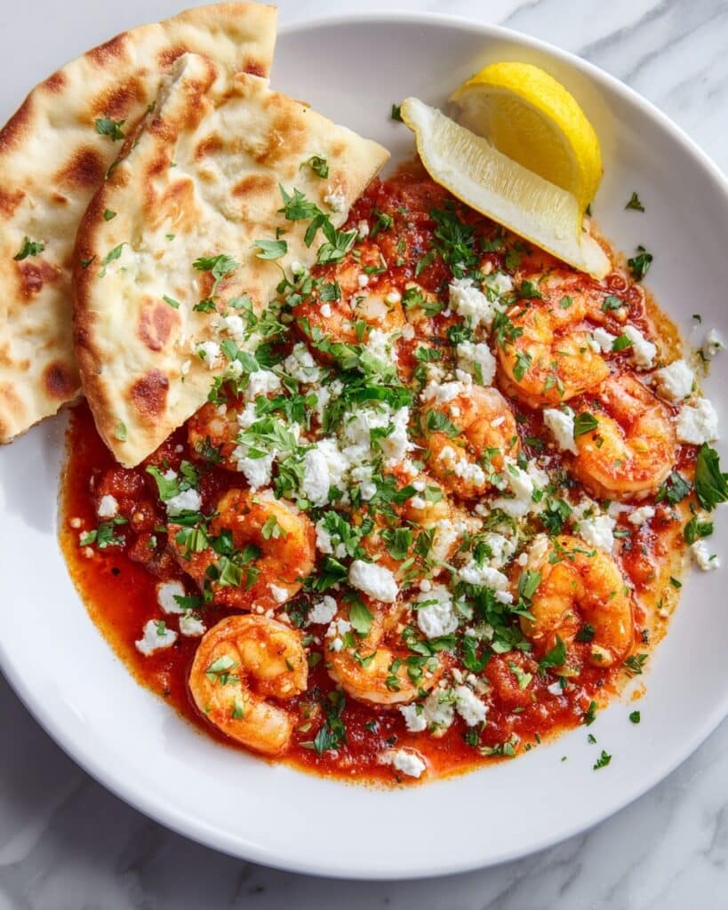Greek Shrimp with Cherry Tomatoes, Feta, and Herbs Recipe