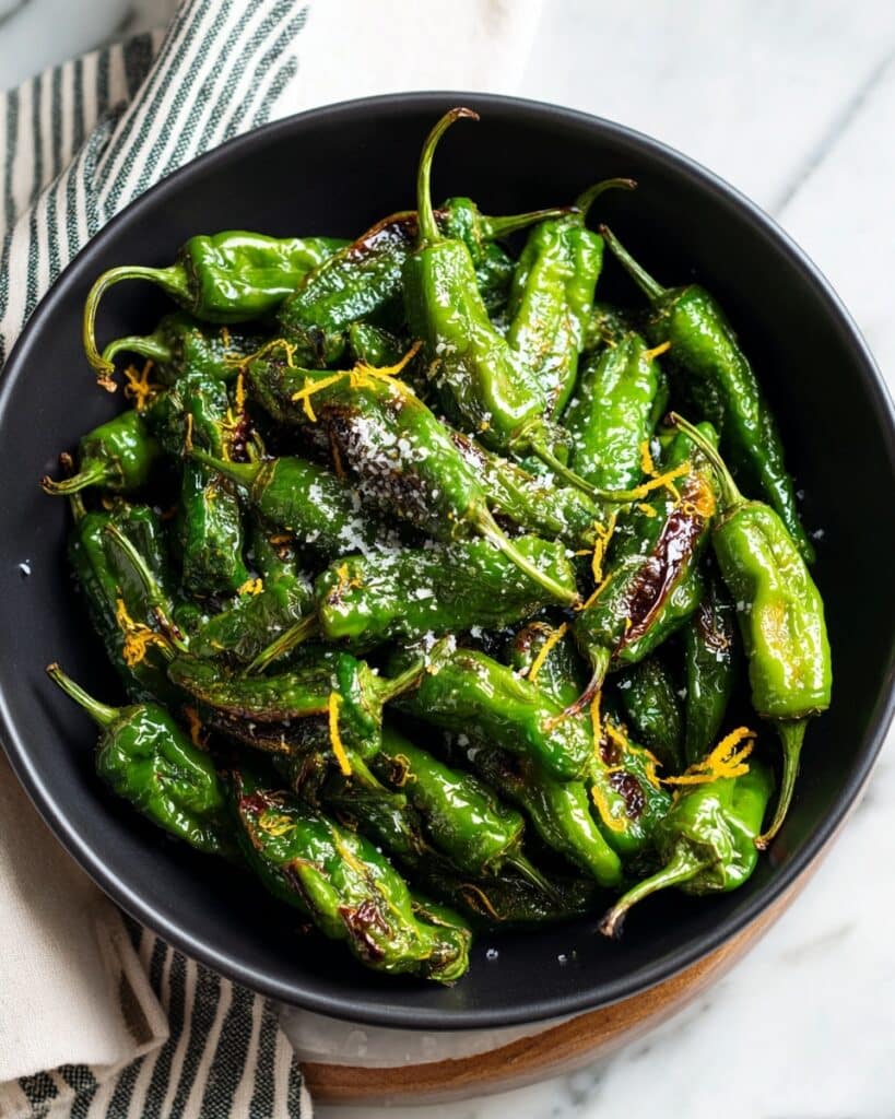 Blistered Shishito Peppers with Lemon Zest and Flaky Salt Recipe