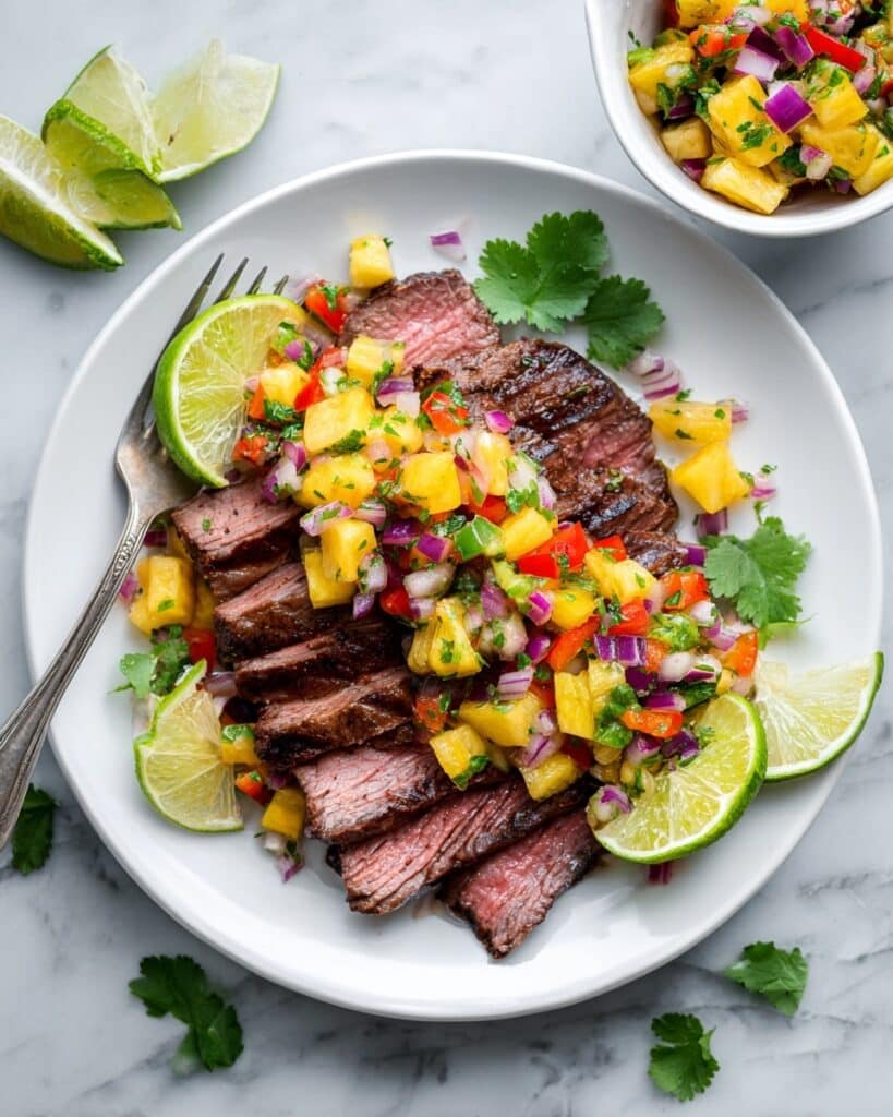 Flank Steak with Grilled Pineapple Salsa Recipe