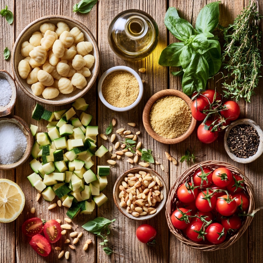 The image shows two separate parts: on the left, there is a wooden round board with a handle, filled with small, light green and dark green chopped zucchini pieces. The zucchini pieces have a mix of smooth soft inside and rougher skin. On the right, there is a white bowl with a brown rim, filled with many small, round cherry tomatoes in different shades of red and orange. The background is a white marbled texture. Photo taken with an iphone --ar 4:5 --v 7