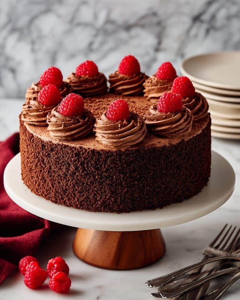 Chocolate Angel Food Cake with Chocolate Whipped Cream and Fresh Berries Recipe