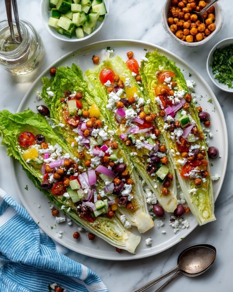 Greek Wedge Salad with Roasted Chickpeas and Feta Recipe