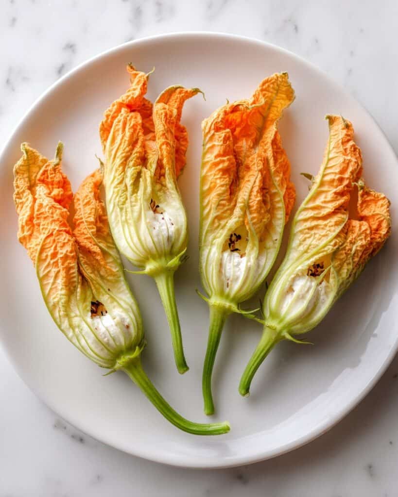 Stuffed Squash Blossoms with Goat’s Cheese and Mustard Recipe