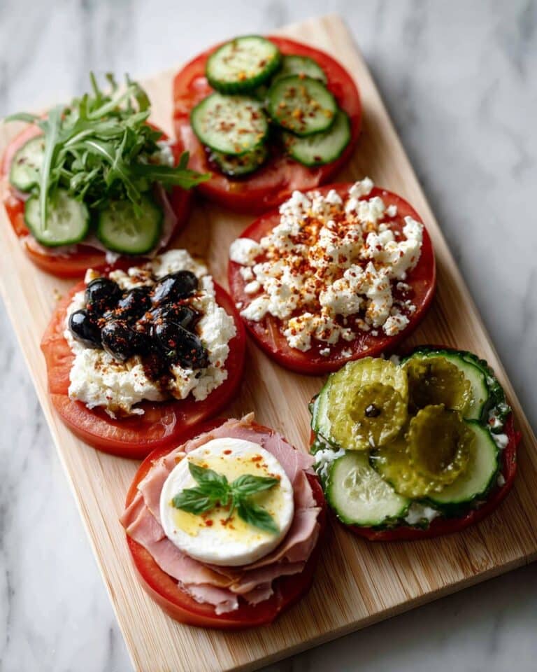 Heirloom Tomato Flight with Burrata, Pesto, and Fresh Toppings Recipe