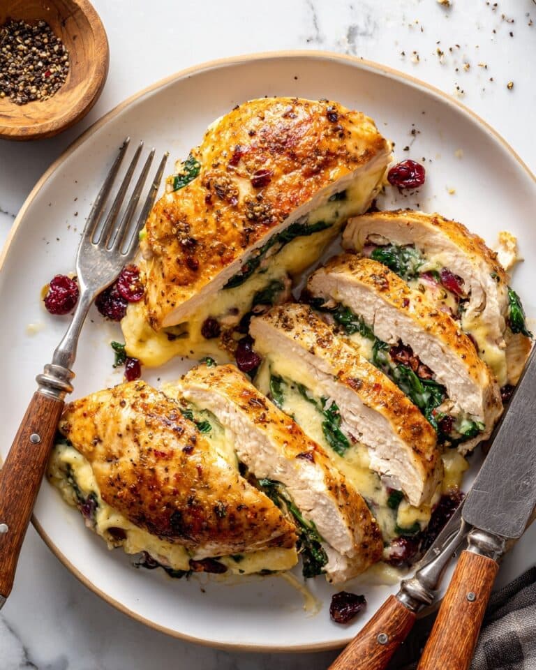 Christmas Stuffed Chicken Breasts with Cranberry and Brie Recipe