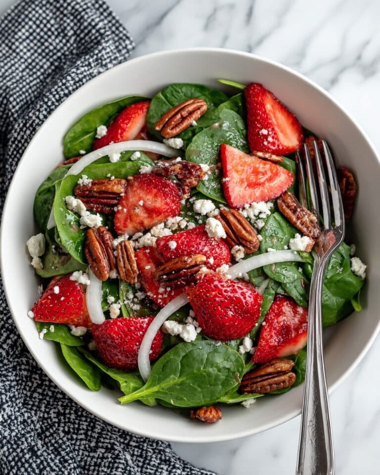 Strawberry Spinach Salad with Feta, Pecans, and Mint Recipe