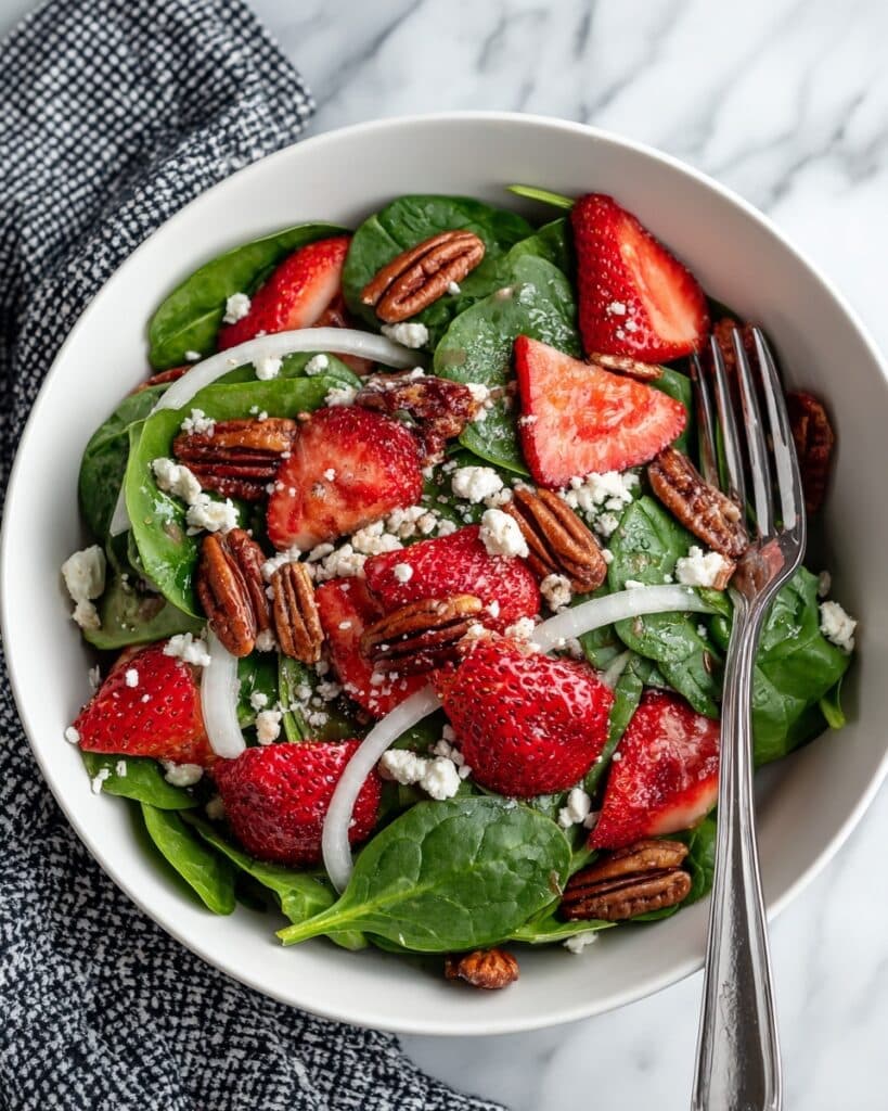 Strawberry Spinach Salad with Feta, Pecans, and Mint Recipe