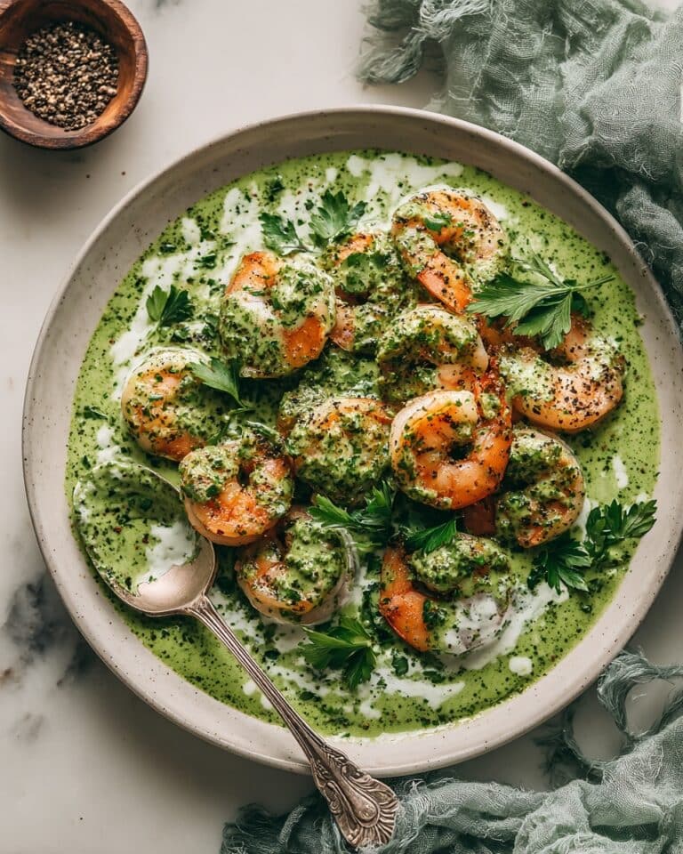Green Shrimp with Cilantro and Parsley Green Sauce Recipe