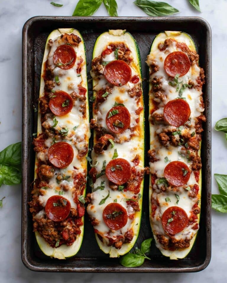 Pizza Stuffed Zucchini Boats Recipe