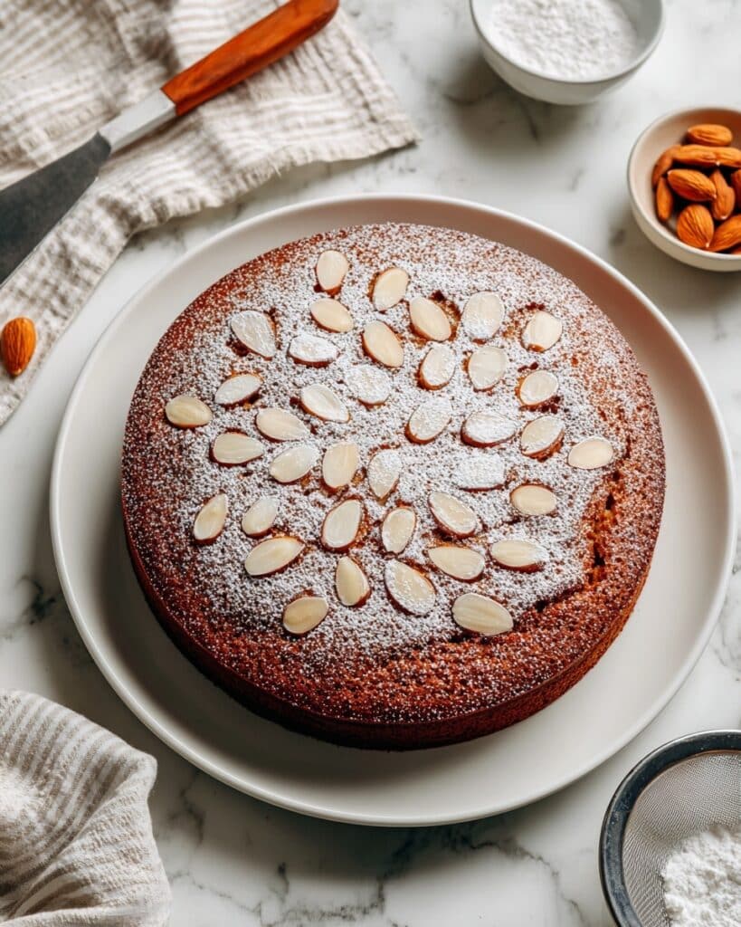 Almond Flour Cake with Sliced Almonds and Maple Syrup Recipe