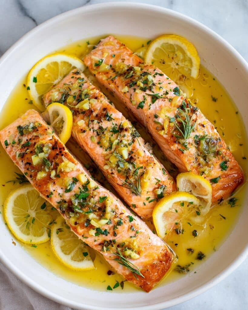Easy Pan Fried Salmon with Lemon and Garlic Recipe