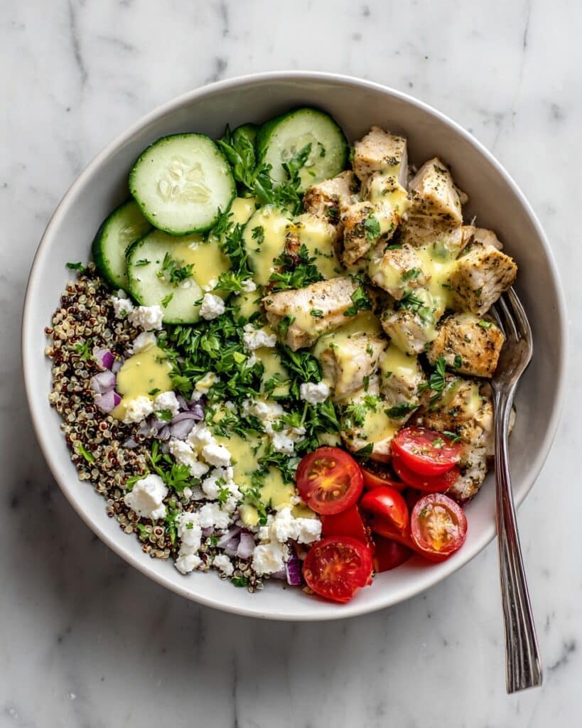 Chicken Quinoa Bowl with Lemon-Feta Dressing Recipe