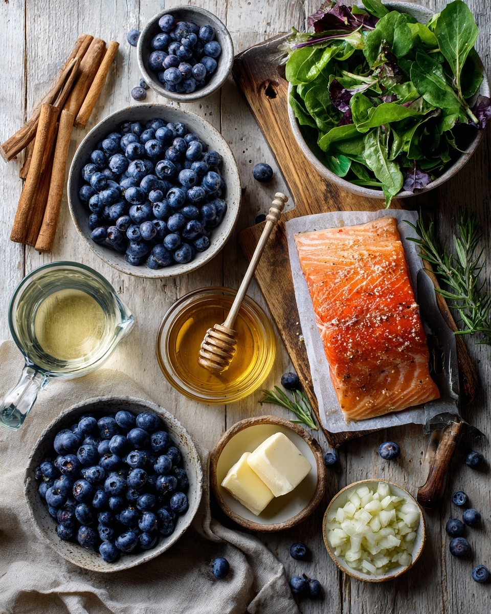 Salmon with Blueberry Sauce and Mixed Greens Recipe - Recipe Image