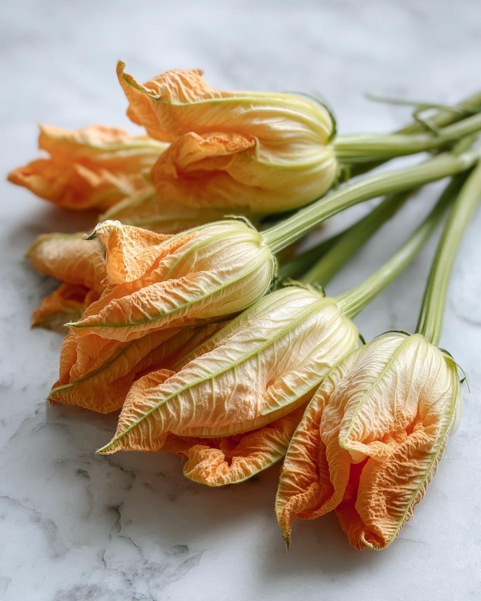 Stuffed Squash Blossoms with Goat's Cheese and Mustard Recipe - Recipe Image
