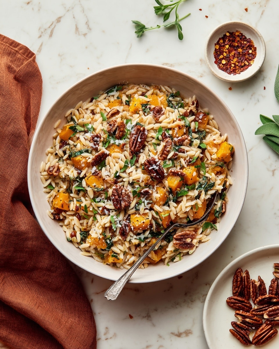 Butternut Squash Orzo with Toasted Pecans and Herbs Recipe
