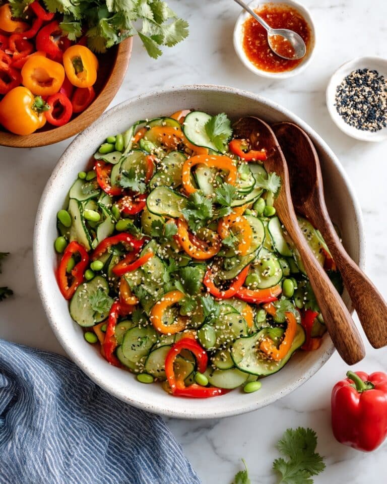 Cucumber and Sweet Pepper Salad with Edamame and Fresh Herbs Recipe