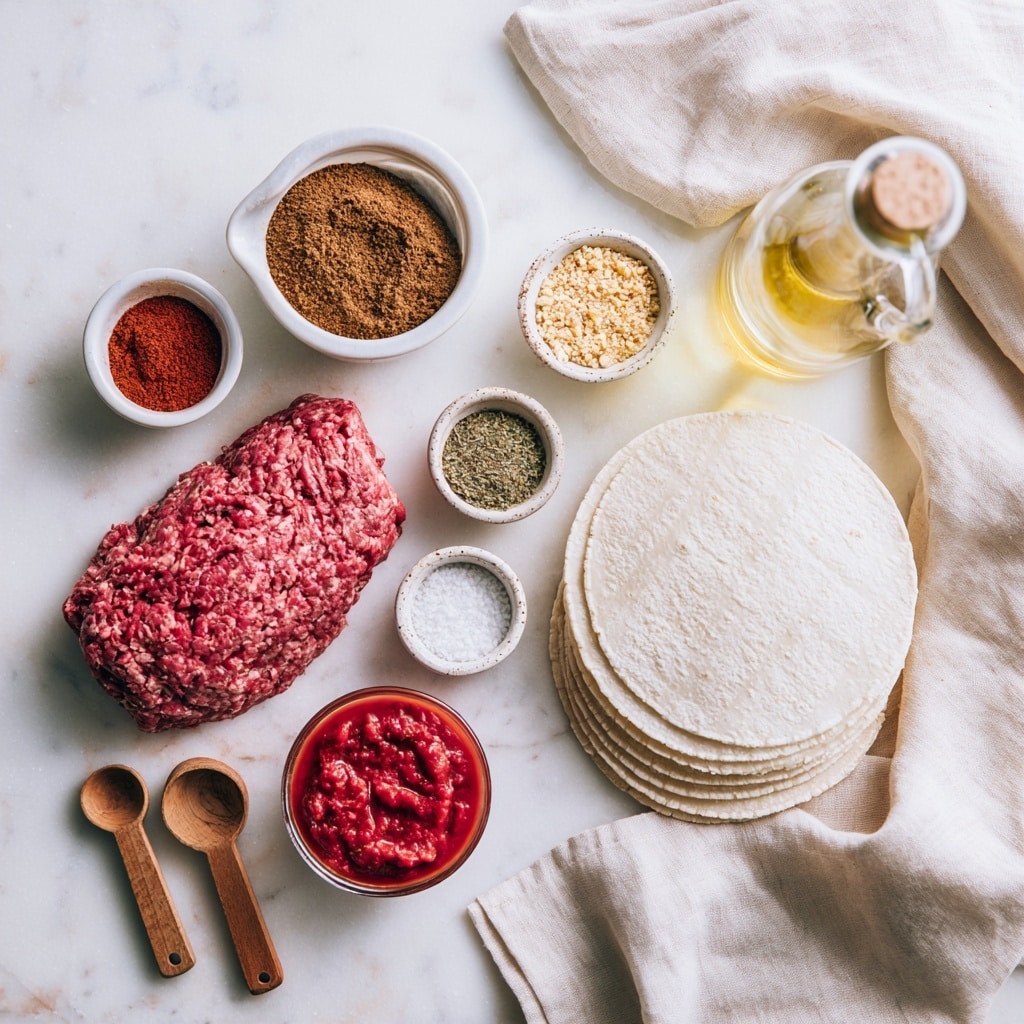 The image shows two close-up views of cooked ground beef in a white bowl on a white marbled surface. In the first view, the beef is dark brown, crumbly, and moist with some oil around it. Several powders of spices in different colors — red paprika, white garlic powder, greenish dried herbs, and yellow seasoning — sit on top of the beef near the center. In the second view, the spices are fully mixed in, creating a uniform dark brown color throughout the beef. A light brown wooden spoon rests on the right side inside the bowl. Photo taken with an iphone --ar 4:5 --v 7