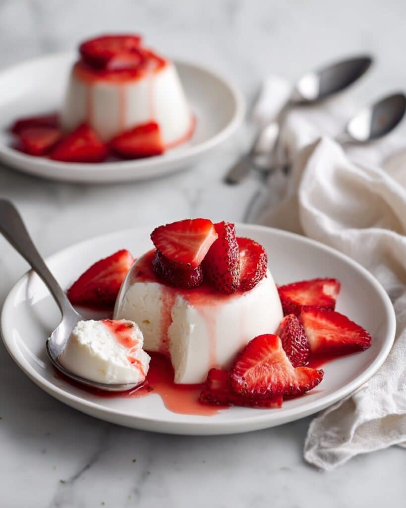 Honey Vanilla Panna Cotta with Macerated Strawberries Recipe