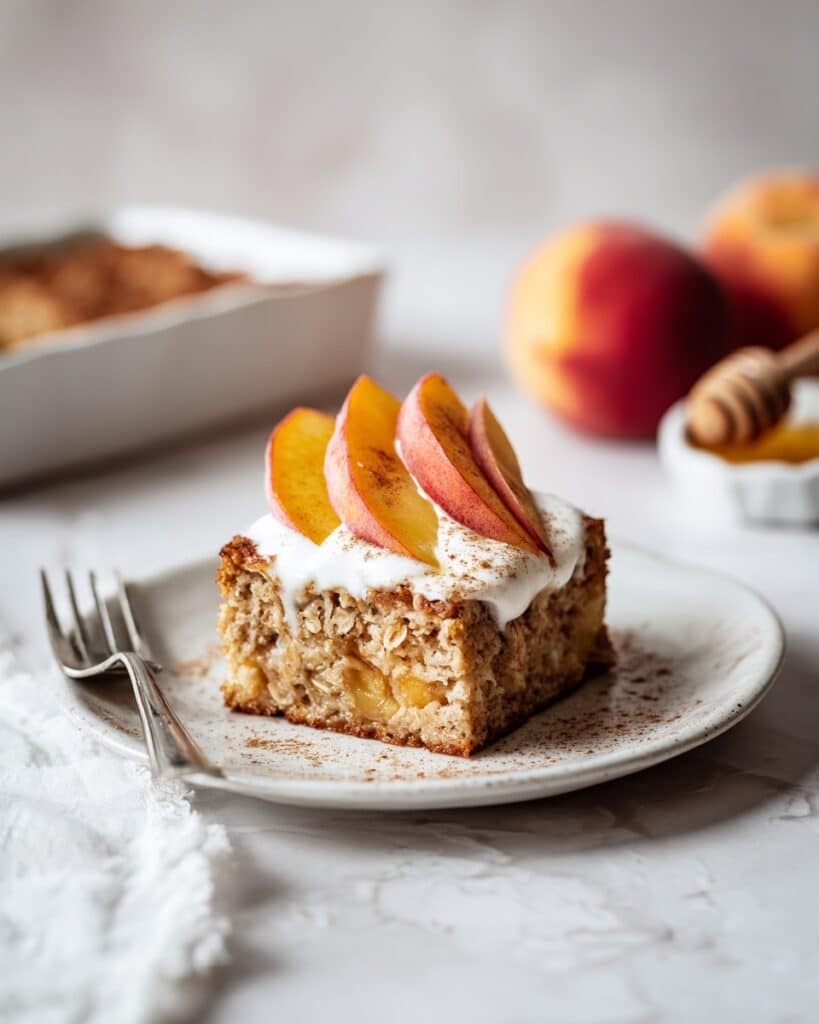 Peach Baked Oatmeal with Greek Yogurt Recipe