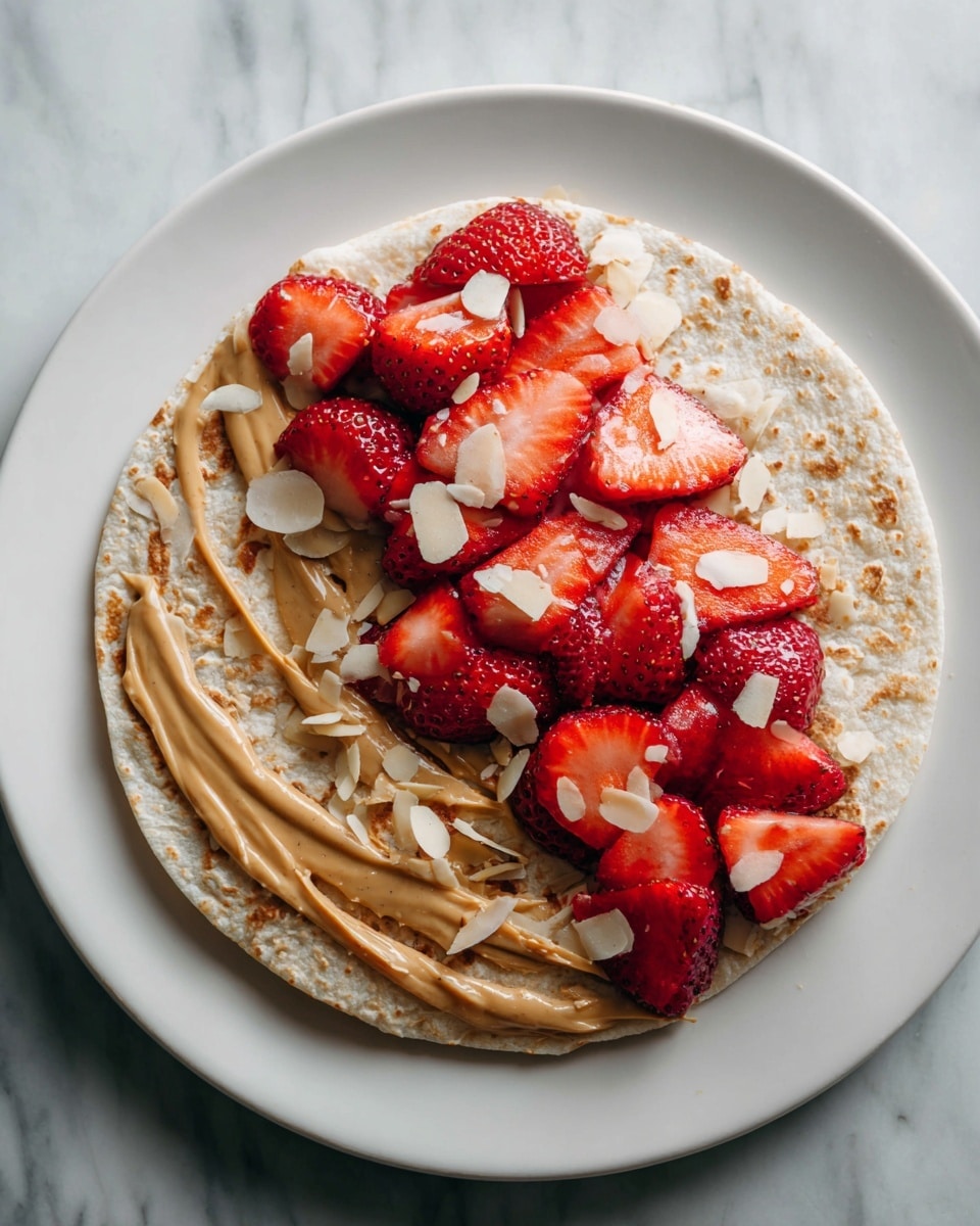 Peanut Butter Strawberry Tortillas with Sliced Almonds and Coconut Recipe - Recipe Image