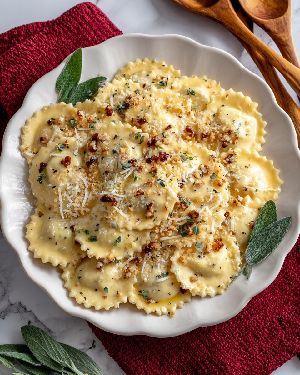 Browned Butter Sage Ravioli with Hazelnuts and Crispy Panko Recipe