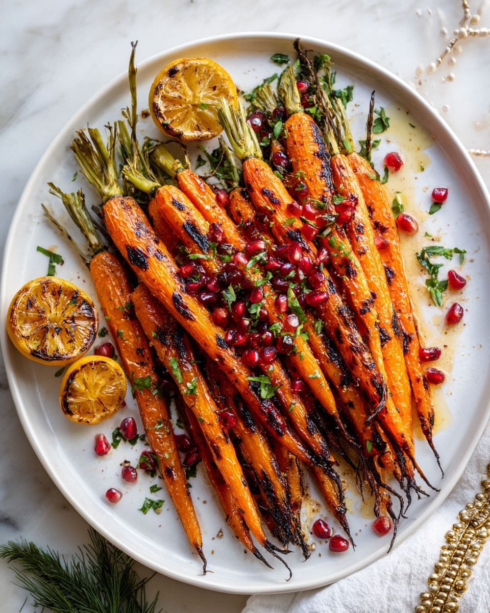 Harissa-Honey Roasted Carrots with Pomegranate Recipe