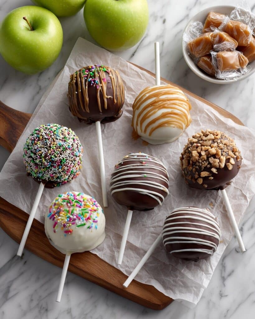 Caramel Apple Slices with Dark Chocolate and Toppings Recipe