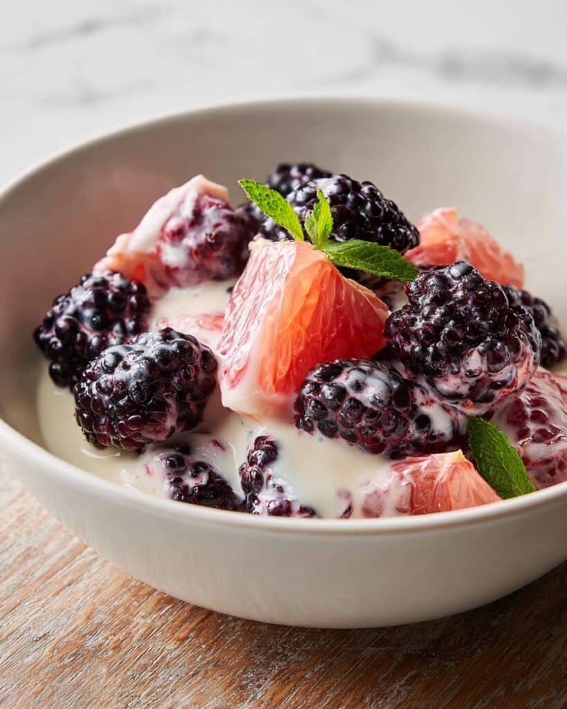 Fresh Fruit Salad with Blackberries, Grapefruit, and Vanilla Yogurt Recipe