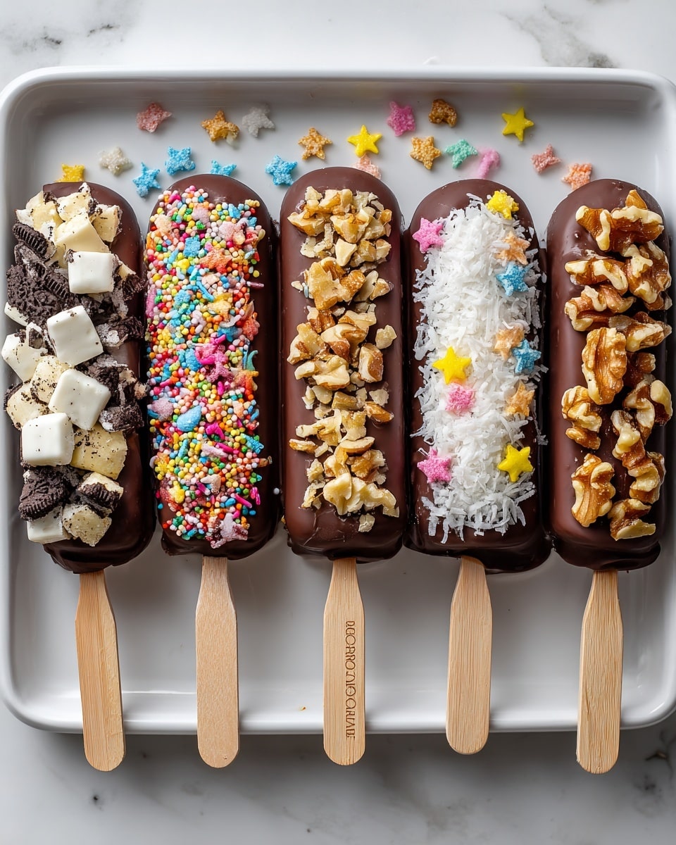 Frozen Chocolate-Covered Bananas with Toppings Recipe
