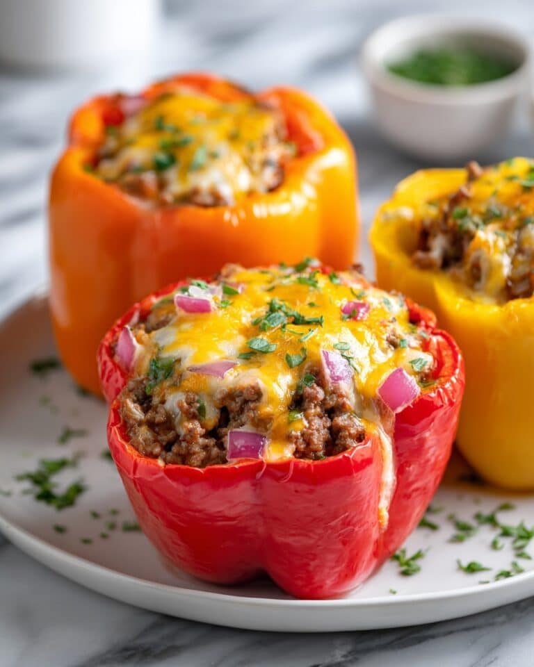 Air Fryer Stuffed Bell Peppers with Ground Beef and Vegetables Recipe