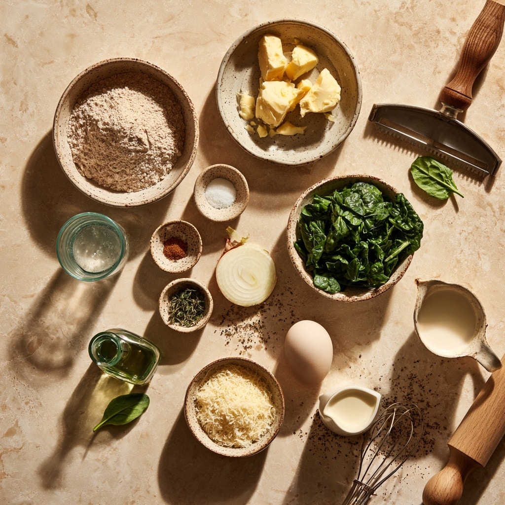 The image shows two parts. On the left, there is a ball of dough resting on a white marbled surface, with some flour sprinkled around it. Nearby, there are two white measuring cups stacked together. On the right side, there is a white bowl filled with chopped green leafy vegetables. The colors are mostly soft browns, whites, and fresh green. The lighting is natural, and the focus is clear on the texture of both dough and leaves. photo taken with an iphone --ar 4:5 --v 7
