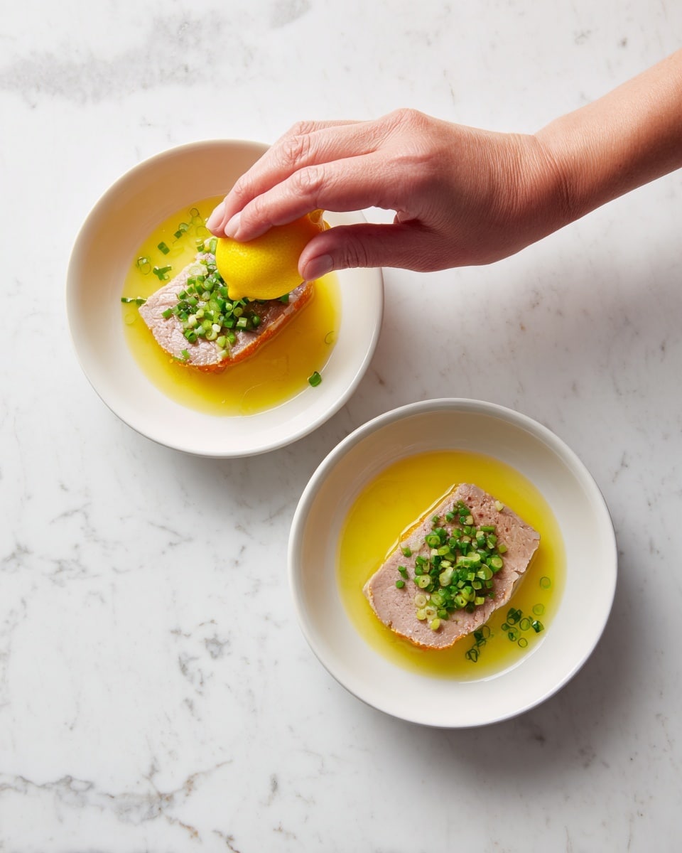 A thick, single slice of raw swordfish steak lies flat on crinkled light brown paper. The fish is pale pink with fine white lines swirling in a circular pattern, and a reddish-pink section runs along the bottom edge. The texture looks smooth and fresh, with a clean, slightly shiny surface. The light brown paper underneath is unevenly folded, giving a soft, natural background to the fish. photo taken with an iphone --ar 4:5 --v 7