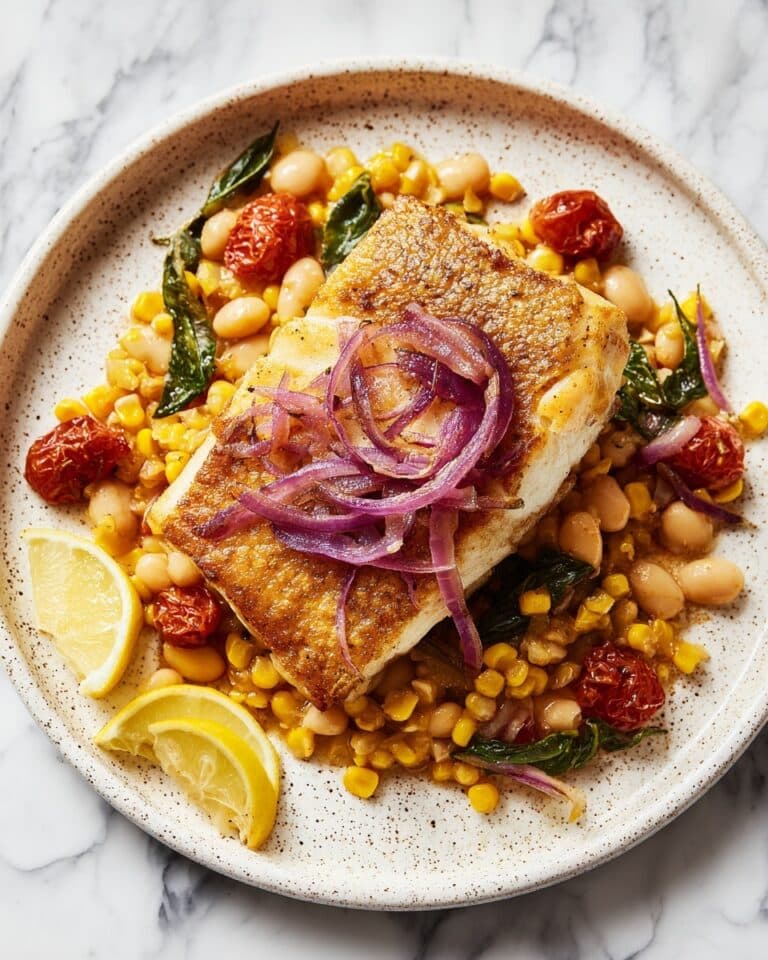 One-Pan Baked Swordfish with White Beans and Cherry Tomato Confit Recipe