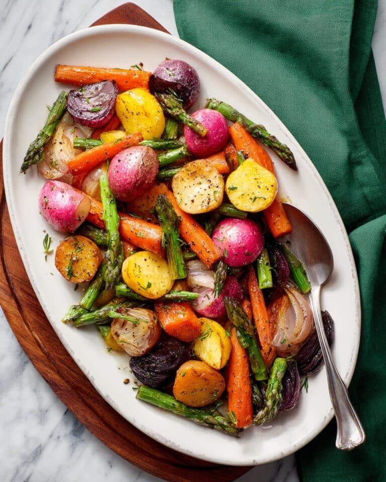 Roasted Spring Vegetables with Lemon-Honey Dijon Drizzle Recipe
