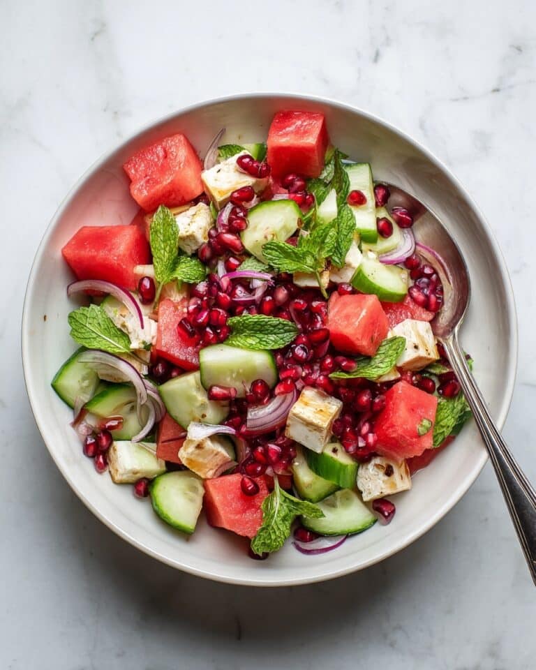 Watermelon Feta Salad with Mint and Pomegranate Recipe