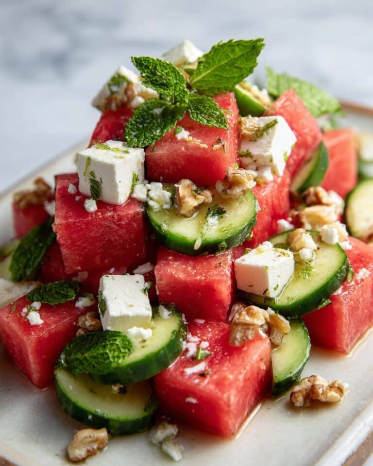 Watermelon Feta Salad with Mint and Walnuts Recipe