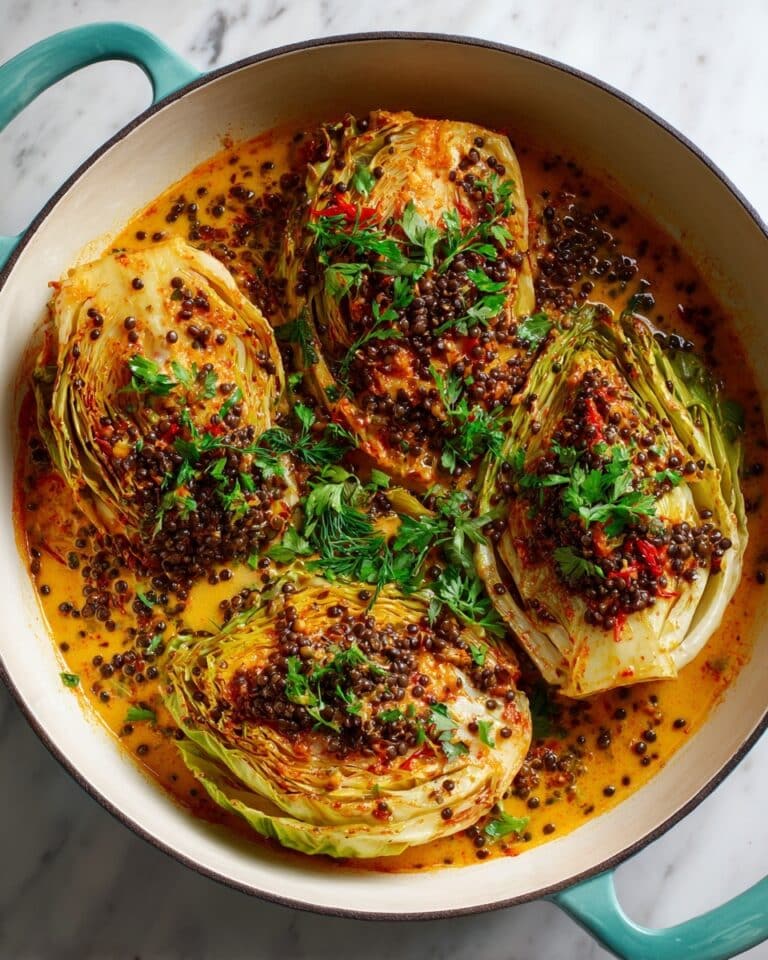 Coconut-Braised Cabbage with Crispy Lentils Recipe