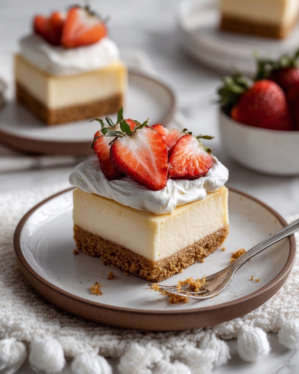 Vegan No-Bake Cheesecake Bars with Lemon and Strawberries Recipe
