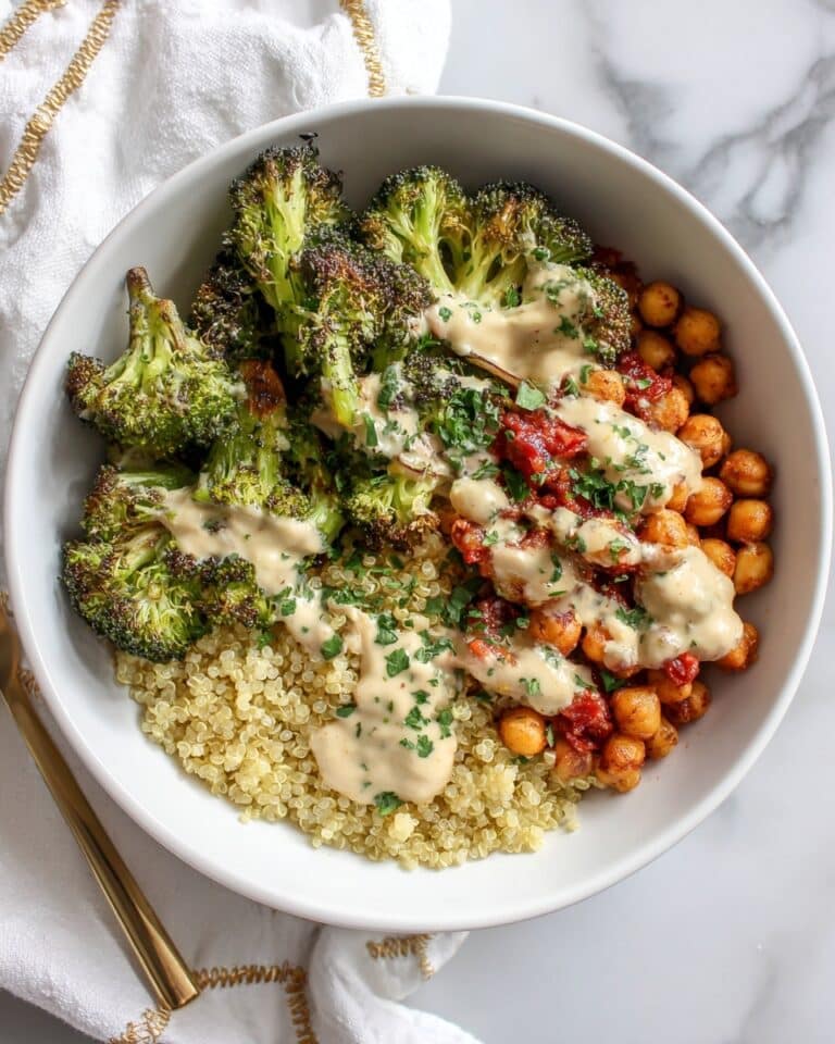 Chickpea and Broccoli Bowls with Creamy Garlic Sauce Recipe
