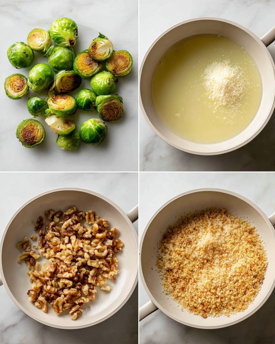 Brussels Sprouts Pasta with Lemon, Walnuts, and Crispy Breadcrumbs Recipe - Recipe Image