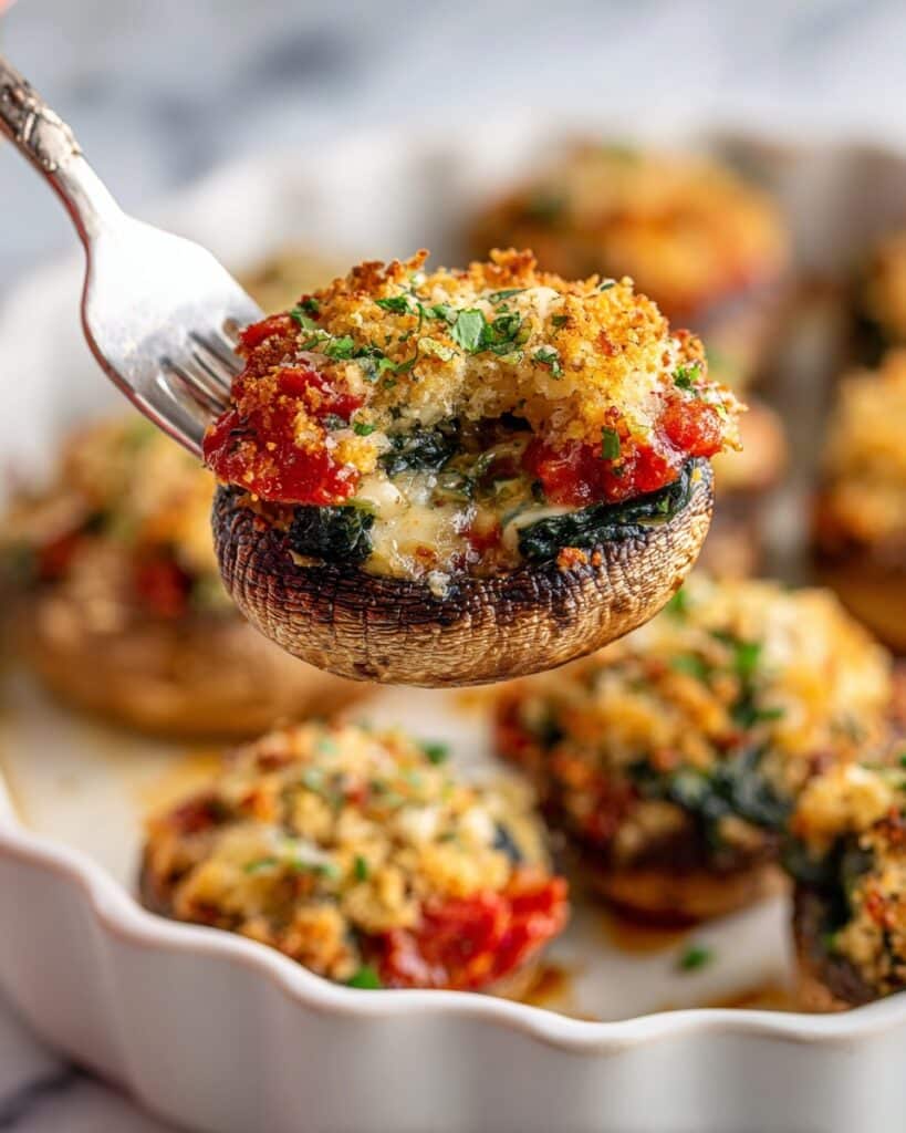 Mushroom Parmesan with Spinach and Orzo Recipe
