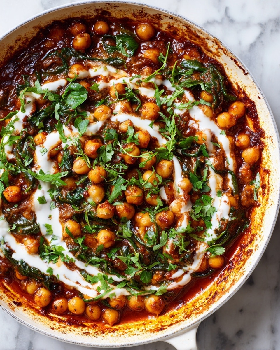 Harissa Chickpeas with Coconut Milk and Leafy Greens Recipe