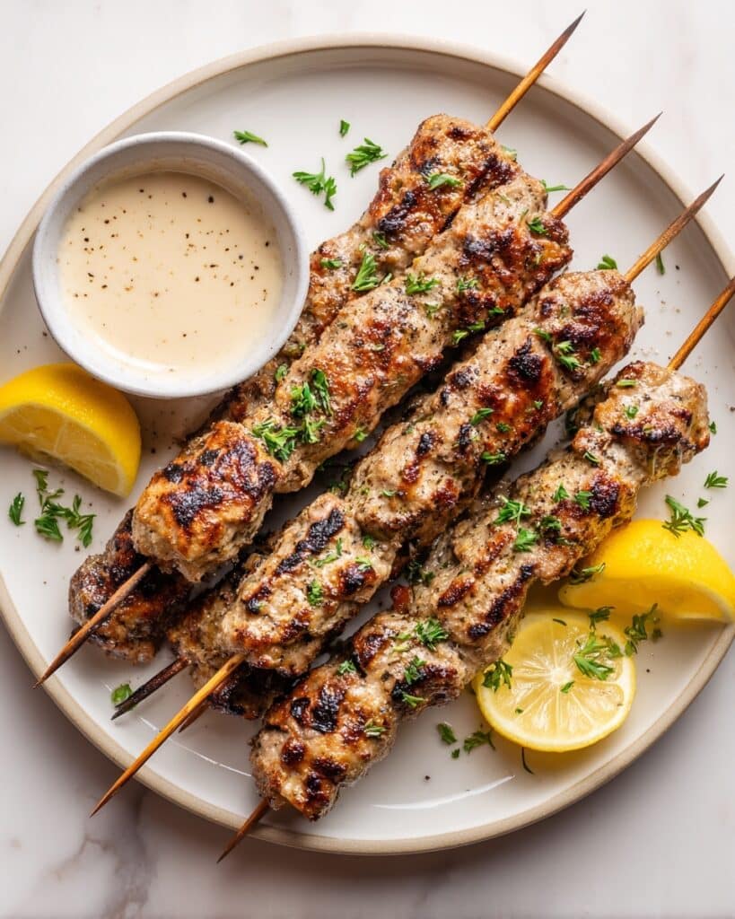 Lemon Thyme Chicken Skewers with Greek Yogurt Dipping Sauce Recipe